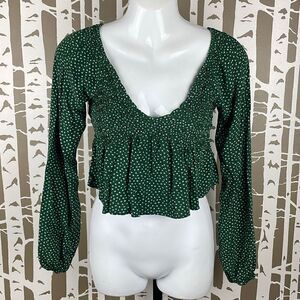 L.A. Hearts Ditsy Floral Cropped Smocked Top XS